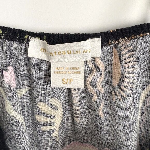 Monteau Womens Graphic Vacation Dress Black Strappy Mediterranean Size Small - Picture 4 of 4